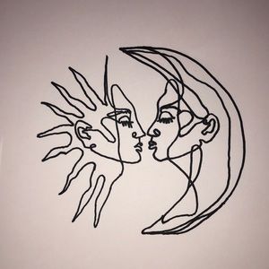 sun and moon kissing wall art